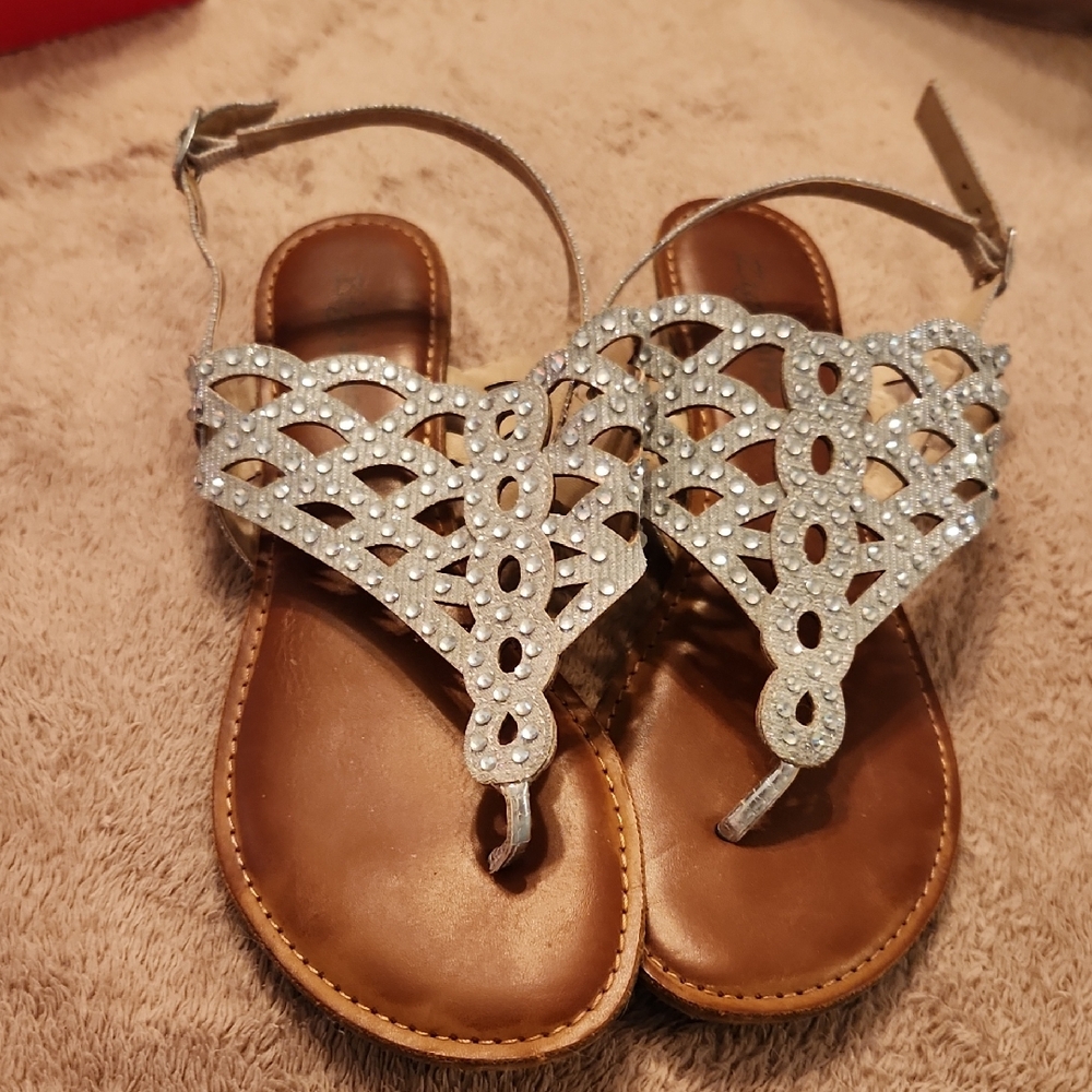 Zigi Soho Silver and Brown Sandals with Intricate Patterns